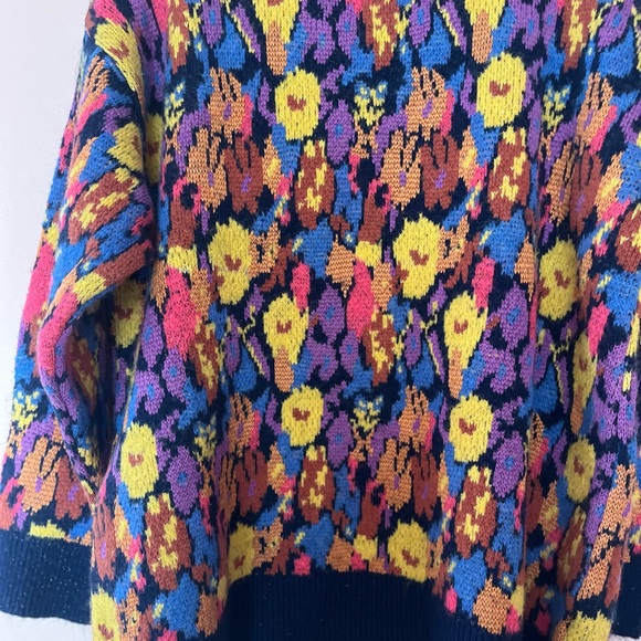 ZARA MULTICOLOURED FLORAL JACQUARD LOOSE FIT KNIT SWEATER SIZE M - Picture 2 of 14